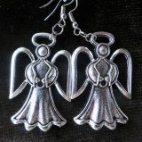 Серьги Ангел, черненый металл, 5 см