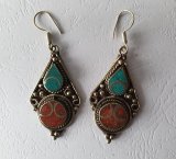 Серьги тибетские капля, металл, 5 см