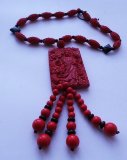 Подвеская "Гуань на драконе", искусственный коралл