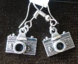 Серьги Фотоаппарат, черненый металл, 4 см