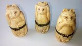 Шкатулки "Три кота" не вижу, не слышу, не говорю, натуральная кость, 7 см